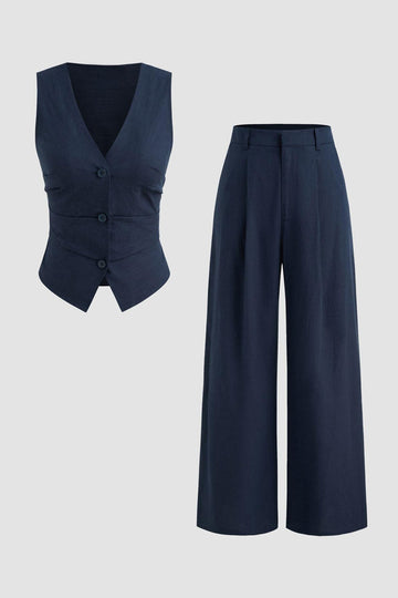 Marine 2 Pièce Satin Sans Manches Femmes Costumes De Bal